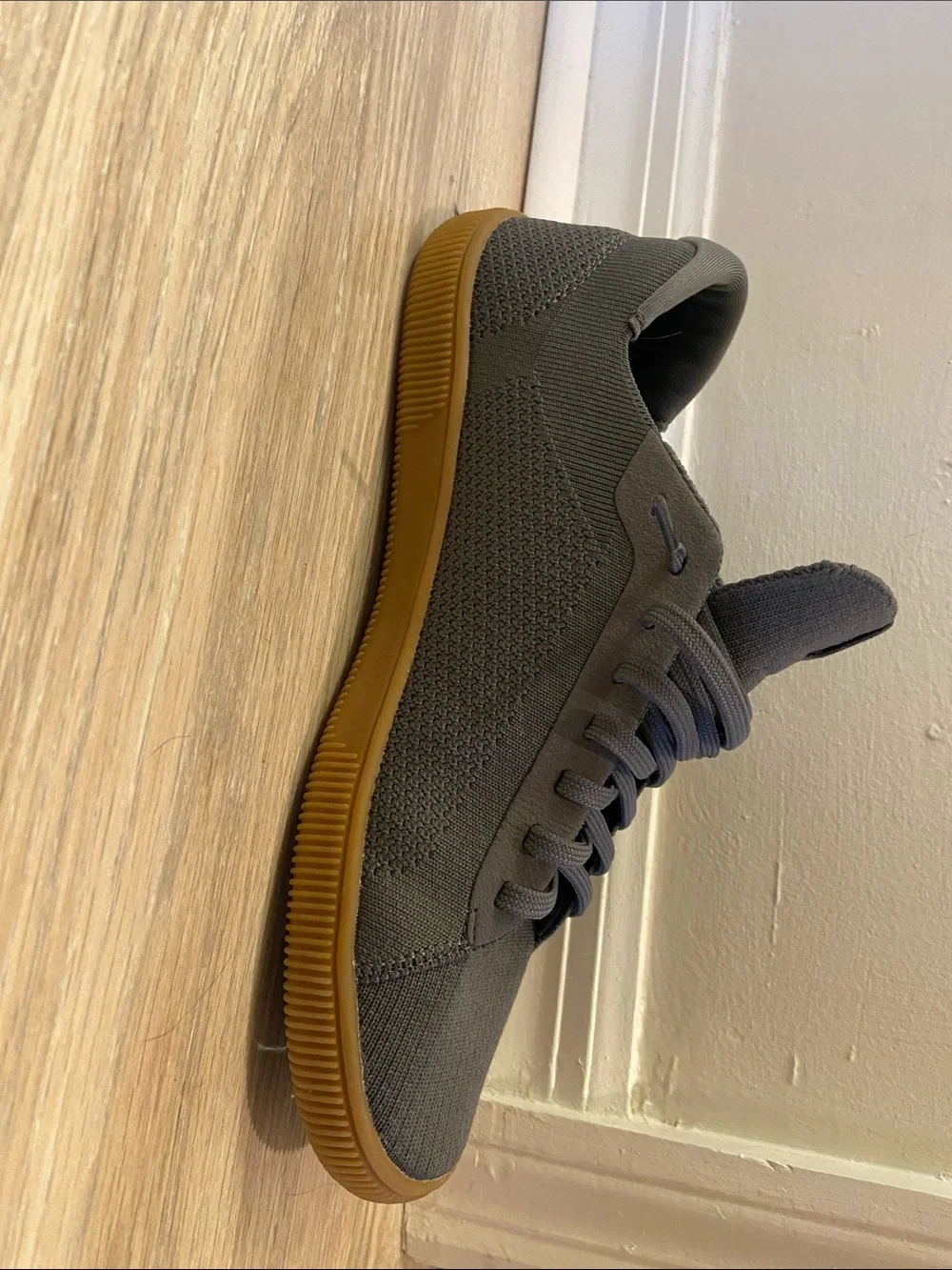 Men's Charcoal Knit Sneakers with Gum Sole